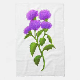 Wild Scottish Thistle Flowers Kitchen Towel