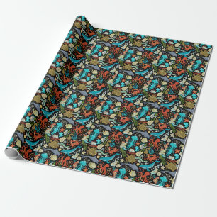Wild sea life: colourful vintage. wrapping paper