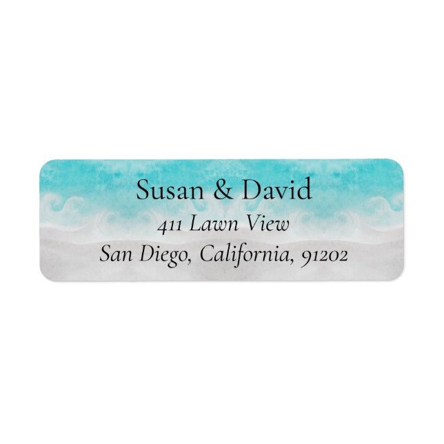 Wild Sea Watercolor Front Ocean Address Label (Front)
