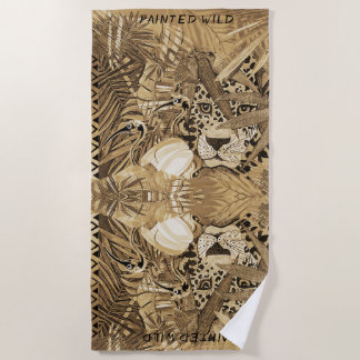 Wild Sepia Leopard Beach Towel