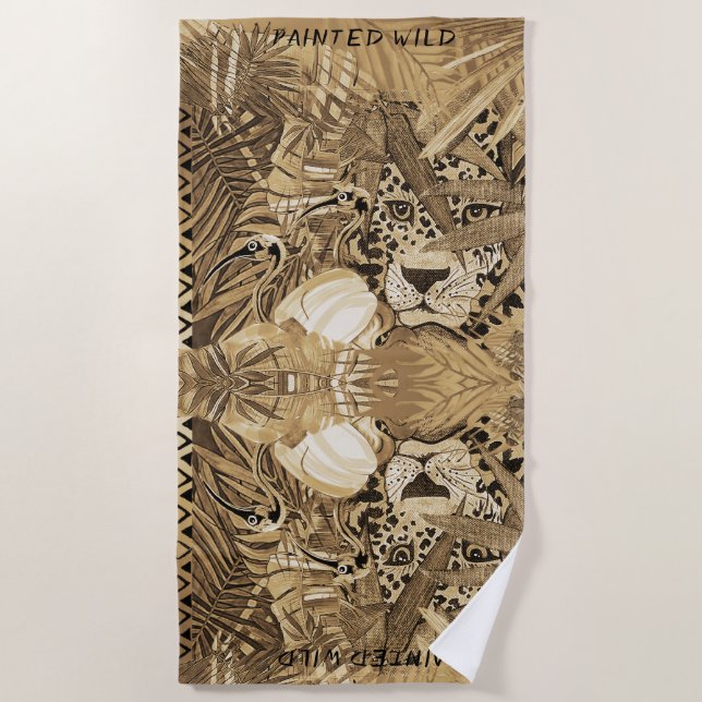 Wild Sepia Leopard   Beach Towel (Front)