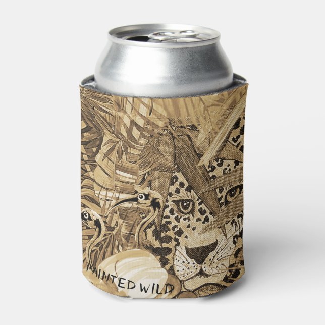 Wild Sepia Leopard Can Cooler (Can Front)