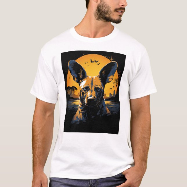 “Wild Serenity – African Dog Under the Sunset” T-Shirt (Front)