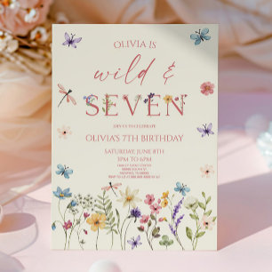 Wild & Seven Wildflower Floral 7th Birthday Party Invitation