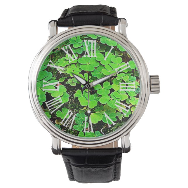 Wild Shamrock Green Personalised St. Patrick's Day Watch (Front)