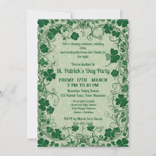 Wild Shamrock Vine Funky Saint Patricks Day Party  Invitation