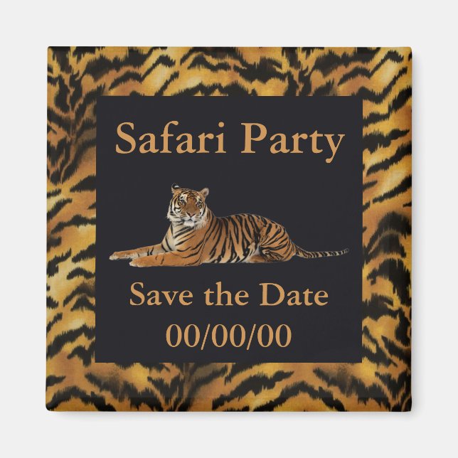 Wild Side Tiger Print Save-the-Date Magnet (Front)