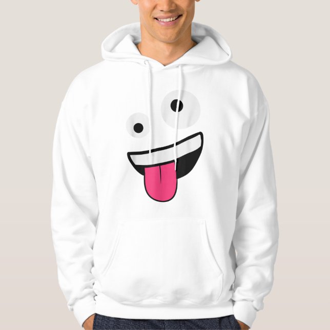 WIld Silly Crazy Eyes Zany Face Emojis Hallo Hoodie (Front)