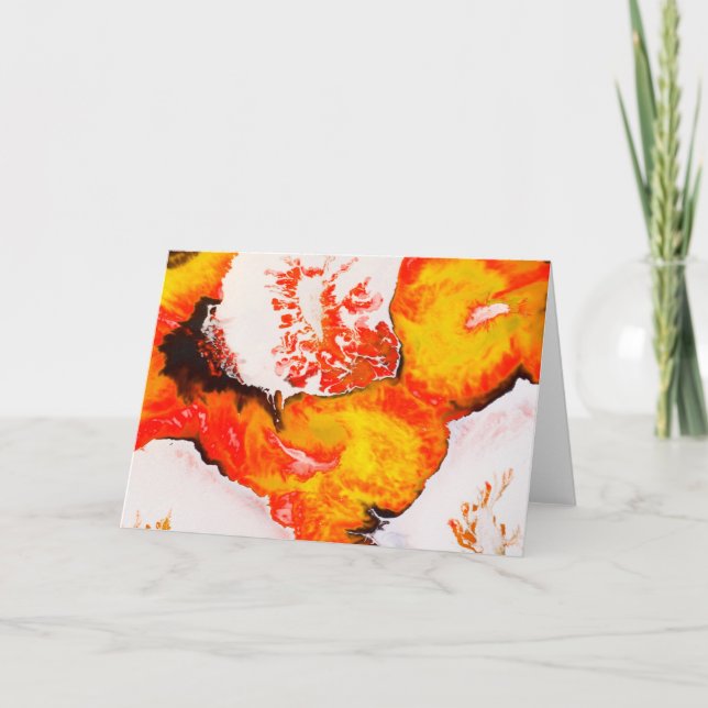 Wild Silver and Orange Alcohol Ink Painting Card (Front)