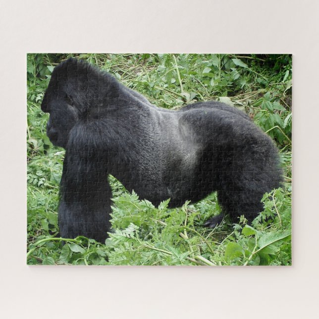 Wild silverback gorilla from the side jigsaw puzzle (Horizontal)