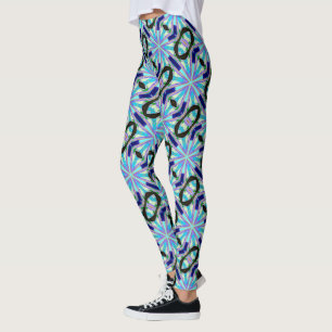 wild six-point blue star pattern leggings