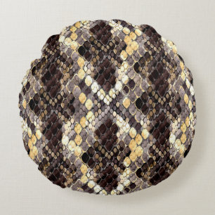 Wild Skin Watercolor Seamless Pattern Round Cushion