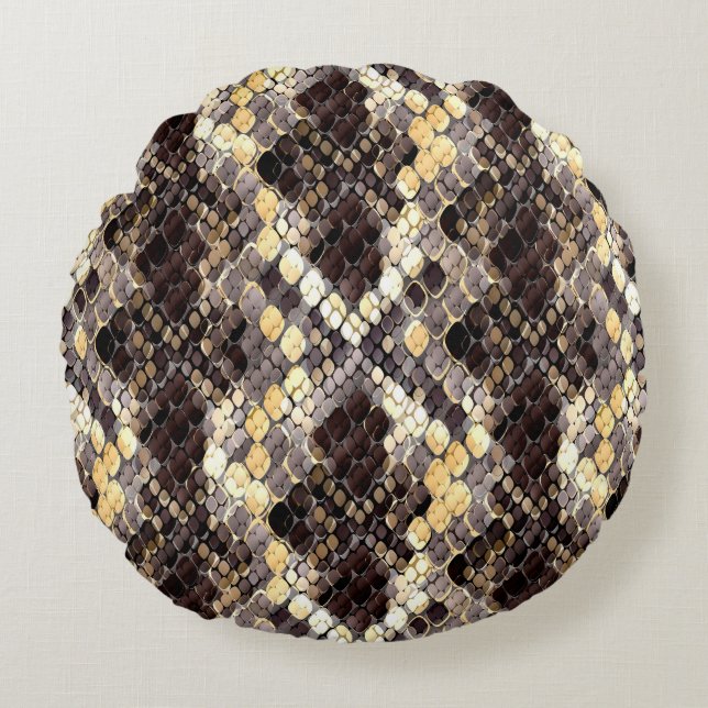 Wild Skin Watercolor Seamless Pattern Round Cushion (Front)