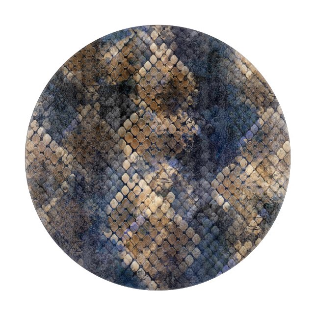 Wild Snakeskin Watercolor Seamless Design Cutting Board (Front)