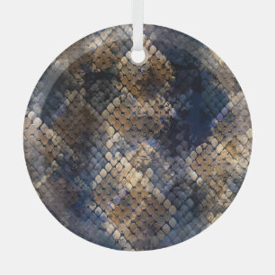 Wild Snakeskin Watercolor Seamless Design Glass Tree Decoration