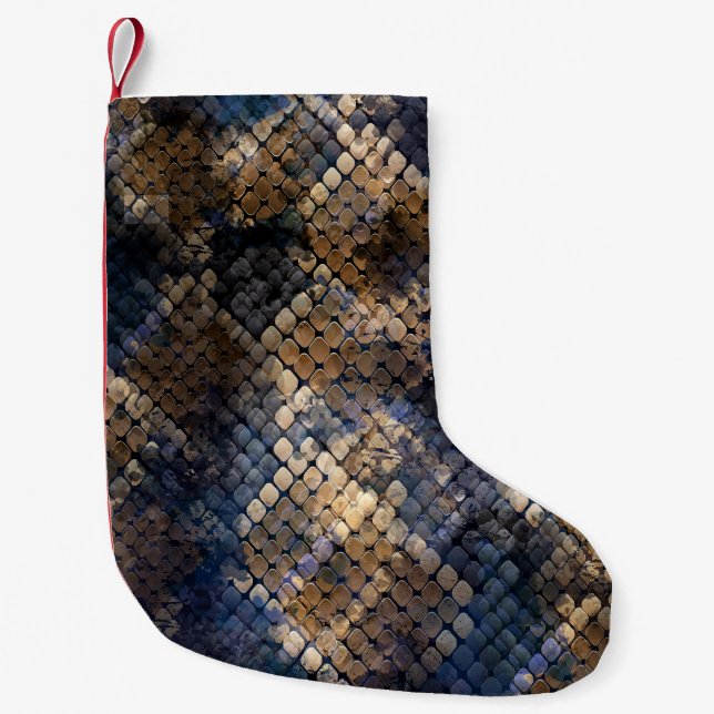 Wild Snakeskin Watercolor Seamless Design Small Christmas Stocking (Front)