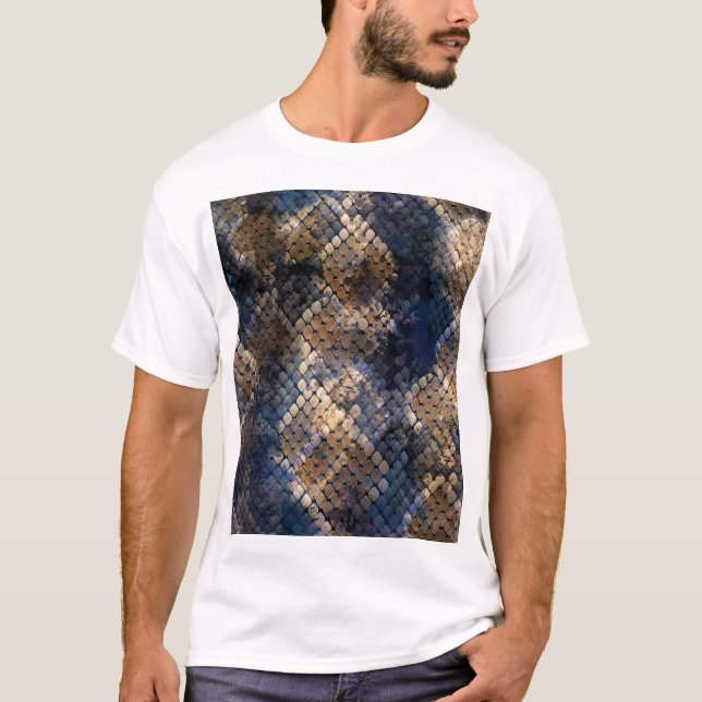Wild Snakeskin Watercolor Seamless Design T-Shirt (Front)