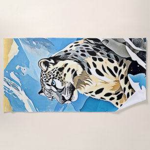 Wild Snow Leopard Design Beach Towel