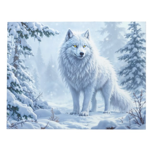 Wild snow wolf predator nature winter art notepad (Front)