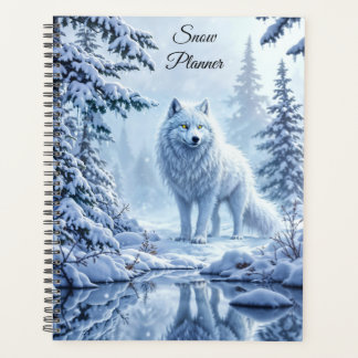 Wild snow wolf predator nature winter art planner