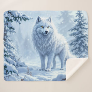 Wild snow wolf predator nature winter art sherpa blanket