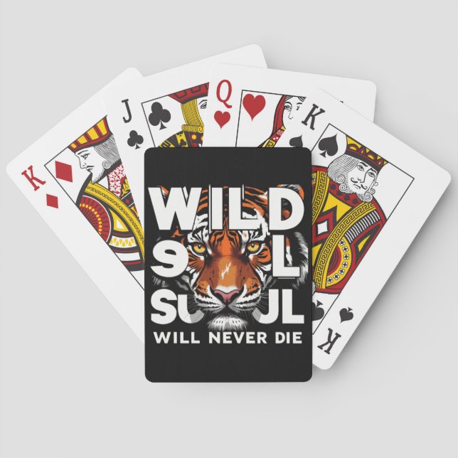 "Wild Soul – Fierce Tiger Eyes Motivational Art" Playing Cards (Back)