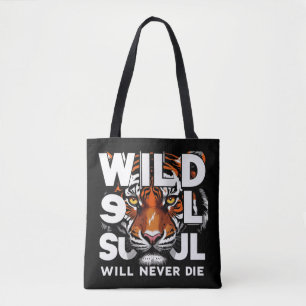"Wild Soul – Fierce Tiger Eyes Motivational Art" Tote Bag