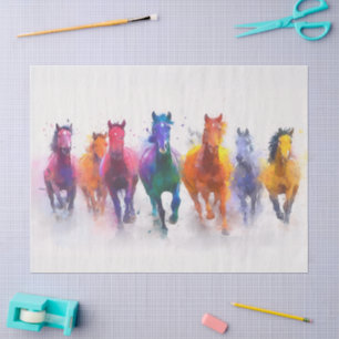Wild Spectrum Galloping Horses Decoupage Tissue Paper