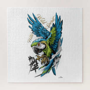 Wild Spirit Macaw Long Sleeve Shirt Jigsaw Puzzle