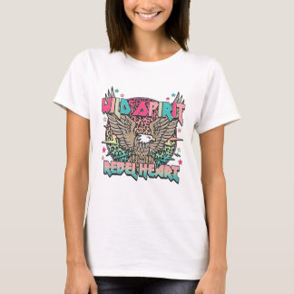 Wild Spirit Rebel Heart Eagle Retro 80s Graphic T-Shirt