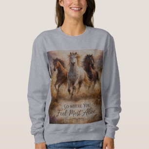 Wild Spirit Running Horses Graphic Women’s Sweatshirt