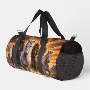 Wild Spirit Stampede – Majestic Running Horses Art Duffle Bag