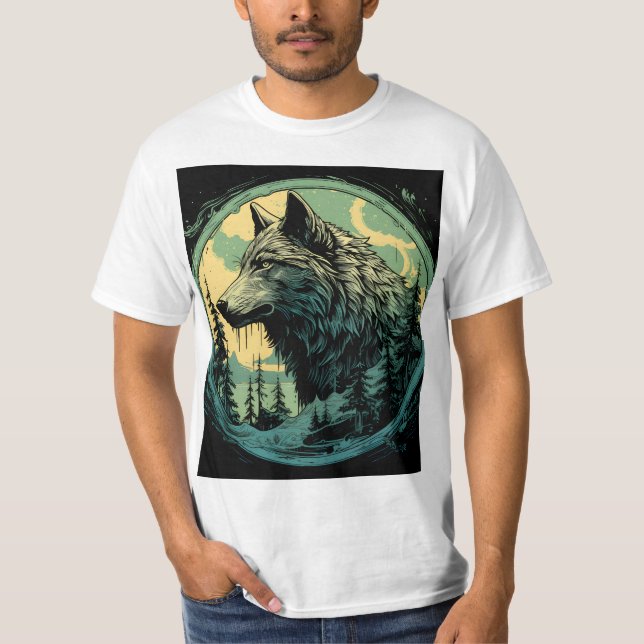 Wild Spirit Wolf T-Shirt – Forest Wilderness Anima (Front)