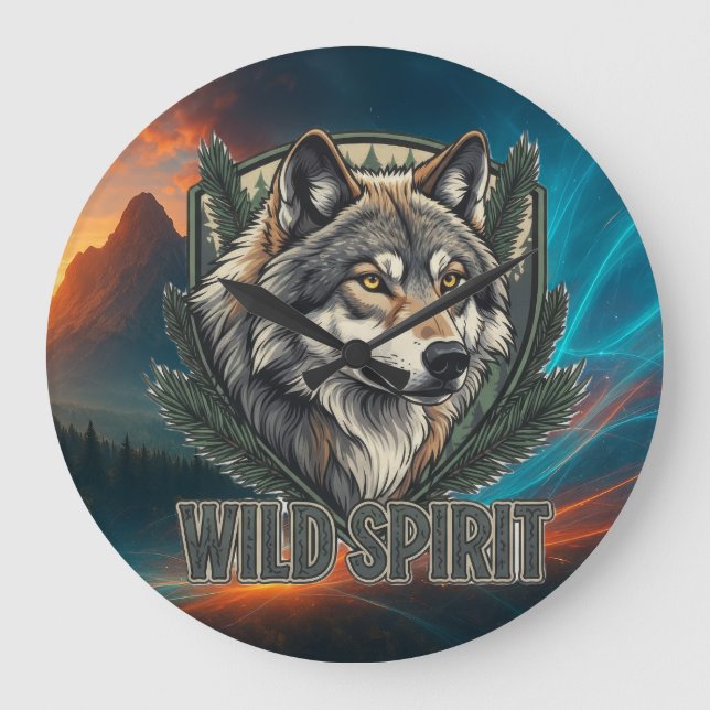 Wild Spirit Wolf – Wall Clock (Front)