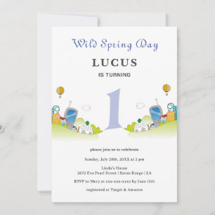 Wild Spring Day 1st Birthday  Invitation