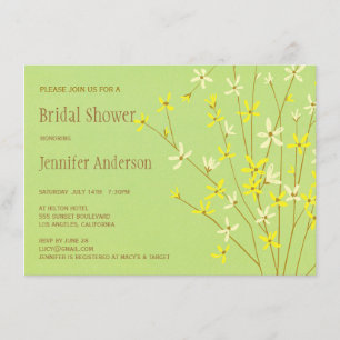 Wild Spring Flowers Lime Green Bridal Shower Invitation