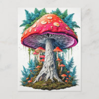 Wild Sprouting Psychedelic Mushrooms Art