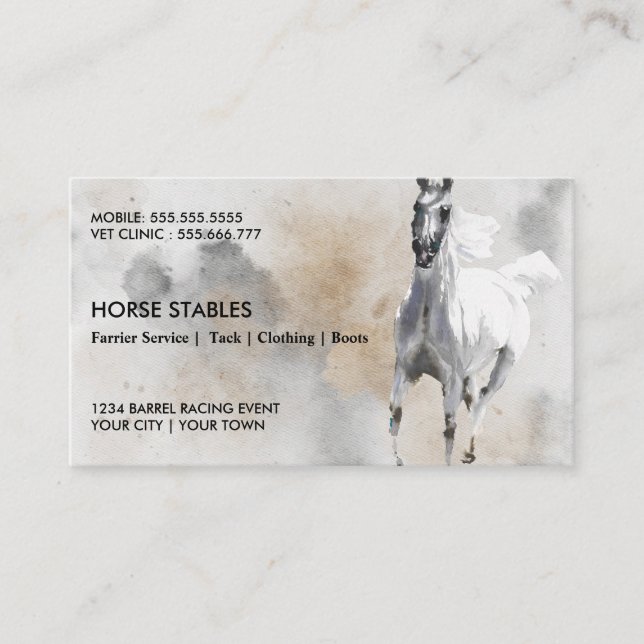 Wild Stallion Equestrian Farrer Horse shoes Business Card (Front)