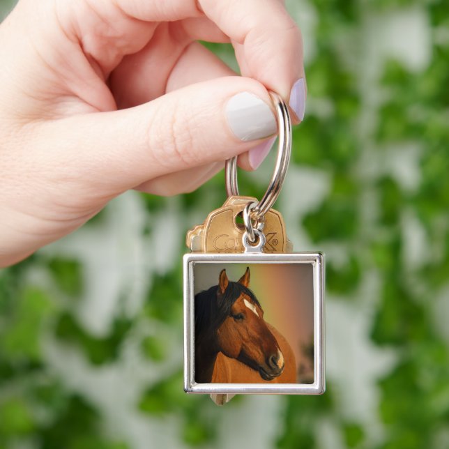Wild Stallion, Golden Light and Rainbow Key Ring (Hand)