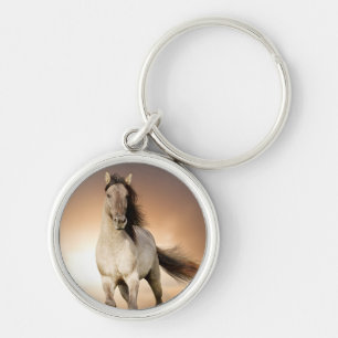 Wild Stallion Running In Sunset Key Ring