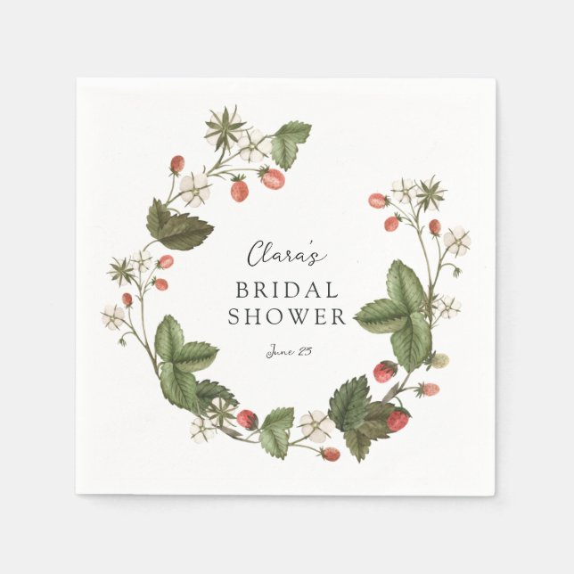 Wild Strawberries Bridal Shower Napkin (Front)