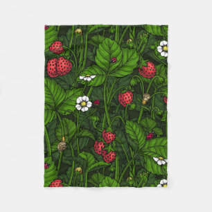 Wild strawberries fleece blanket