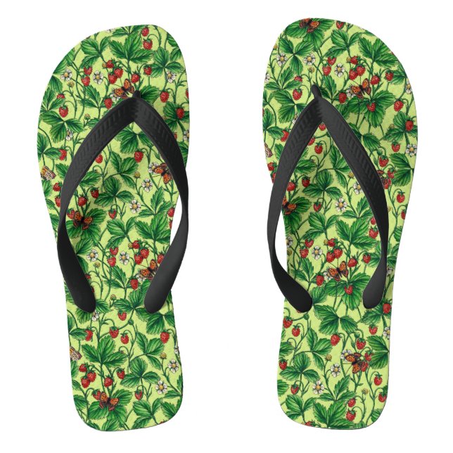 Wild strawberries on honeydew flip flops (Footbed)
