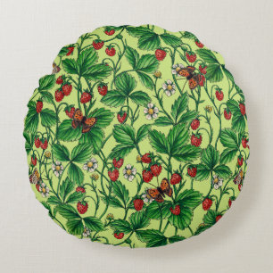 Wild strawberries on honeydew round cushion