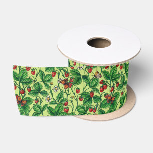 Wild strawberries on honeydew satin ribbon
