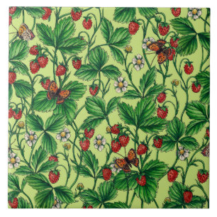 Wild strawberries on honeydew tile