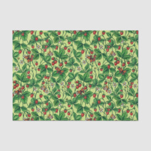 Wild strawberries on honeydew tissue paper