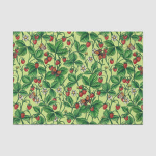 Wild strawberries on honeydew tissue paper