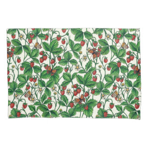 Wild strawberries on off white pillowcase