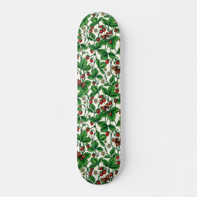 Wild strawberries on off white skateboard (Front)